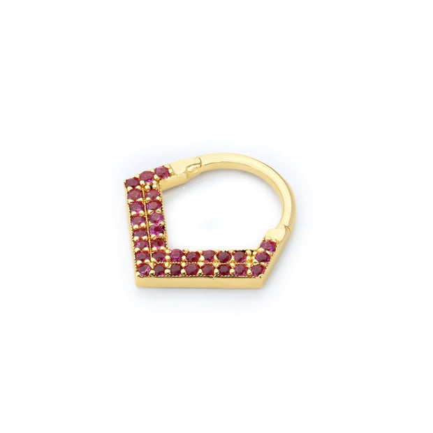 14k Gold Red Stone Helix Piercing