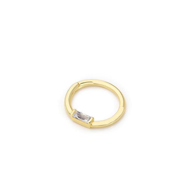 14k Gold White Baguette Helix Piercing