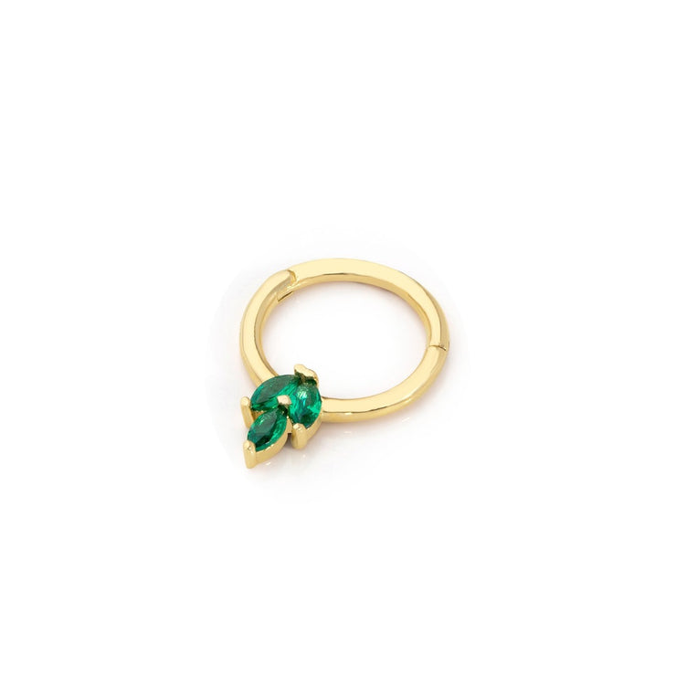 14k Gold Triple Green Marquise Helix Piercing