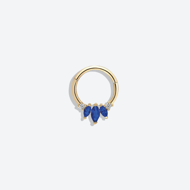 14k Gold Dark Blue Marquise Helix Piercing