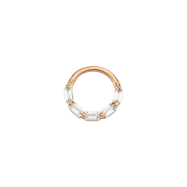 14k Gold Quintuple Baguette Helix Piercing