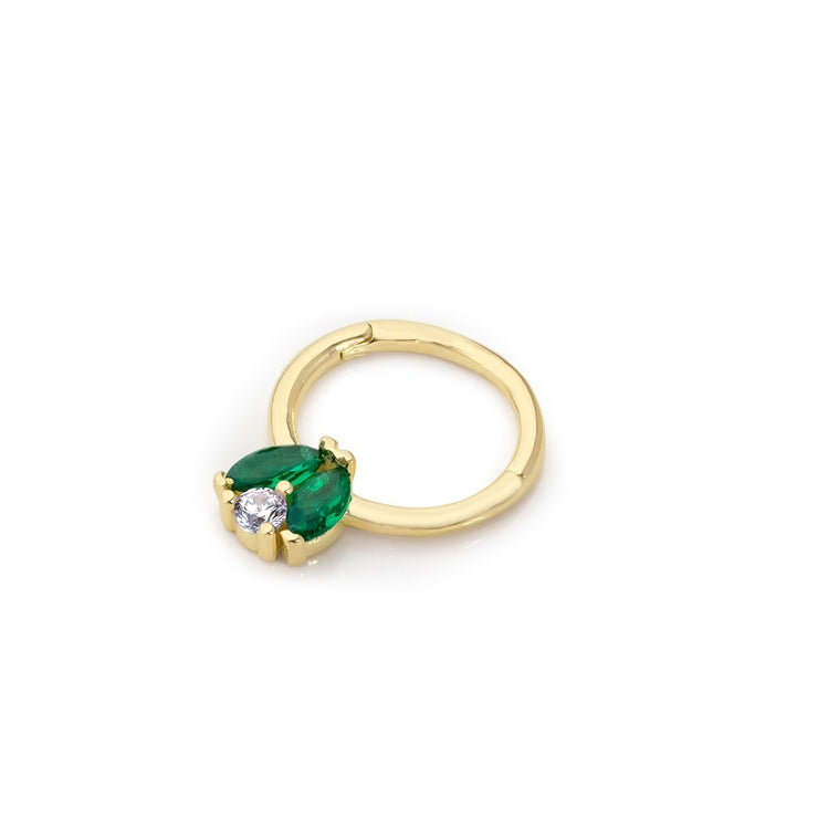 14k Gold Green Twin Helix Piercing