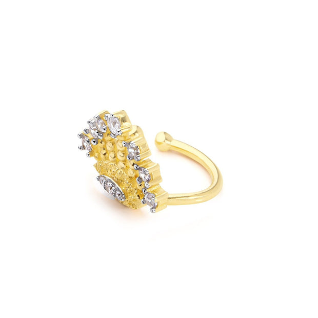 14k Gold Stone Eyelash Helix Piercing