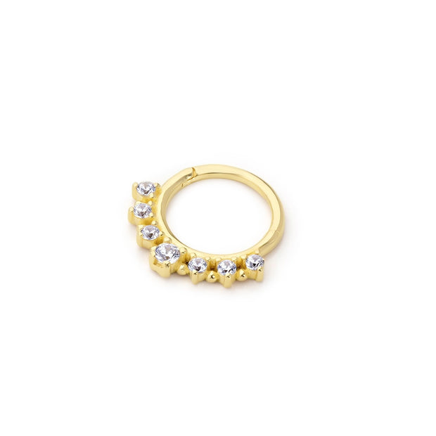 14k Gold Row Stone Helix Piercing