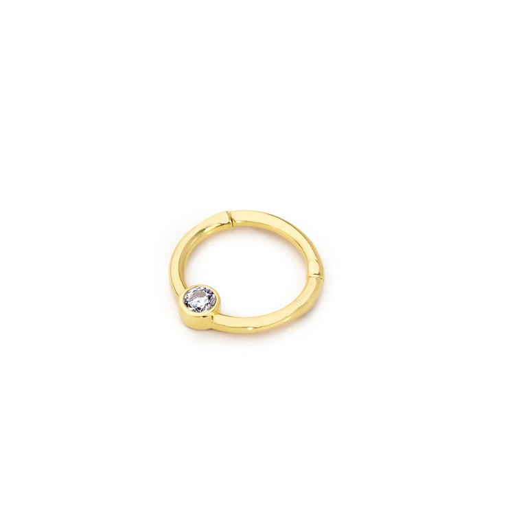 14k Gold Solitaire Helix Piercing