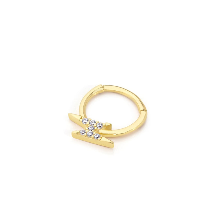 14k Gold Stone Lightning Helix Piercing