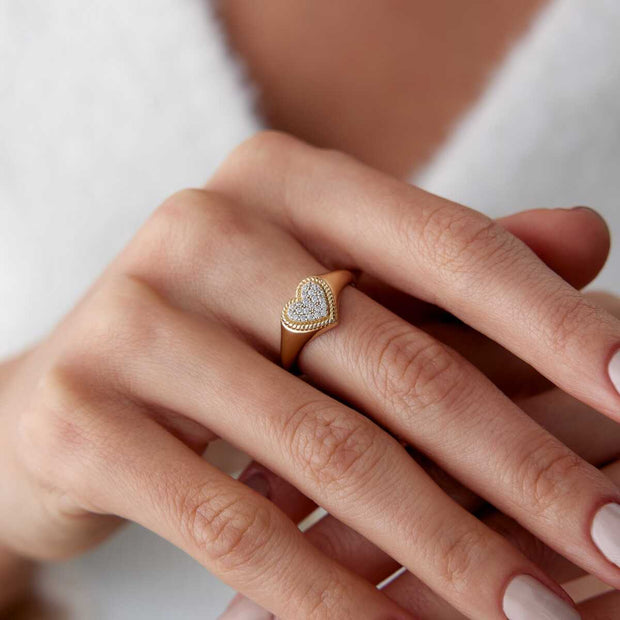 Heart Bold Ring - Solid 14k Gold Ring