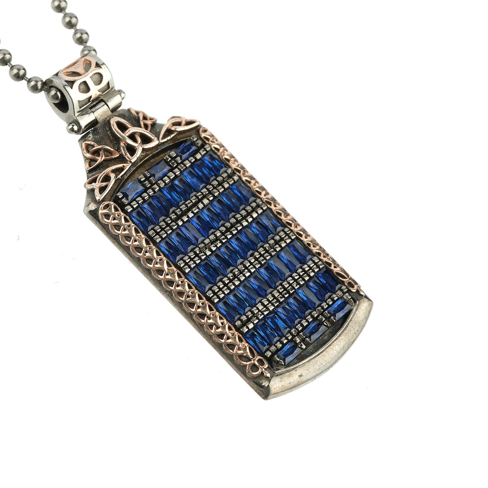 Men's Dog Tag Necklace, Baguette Stone Necklace