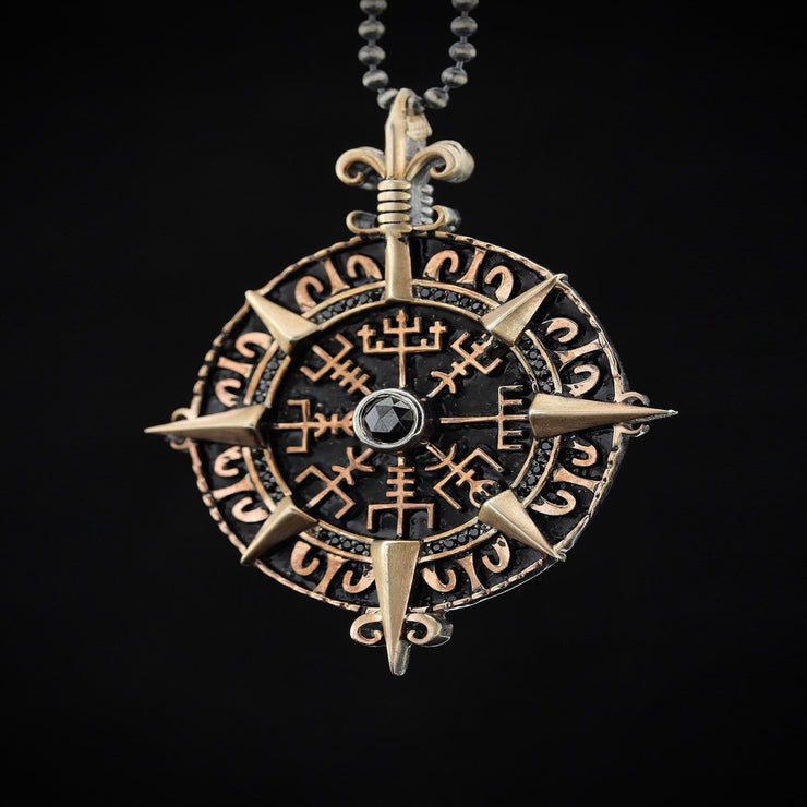 viking compass necklace, men's viking compass necklace, Men’s necklace, men’s sterling silver necklace, unique men’s necklace, minimalist designs, mens necklace, mens sterling silver necklace