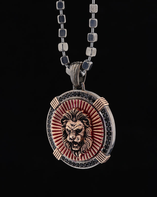 Lion Medallion Necklace in Sterling Silver