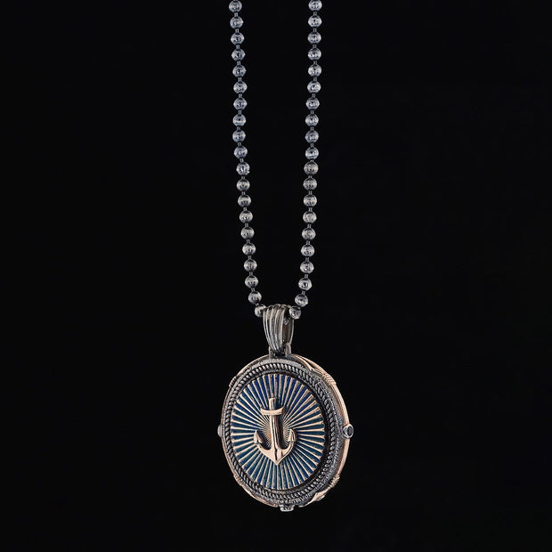 Sterling Silver Anchor Medallion Necklace, Men's Necklace