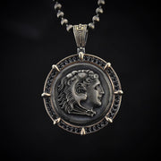 coin necklace, Men’s necklace, men’s sterling silver necklace, unique men’s necklace, minimalist designs, mens necklace, mens sterling silver necklace