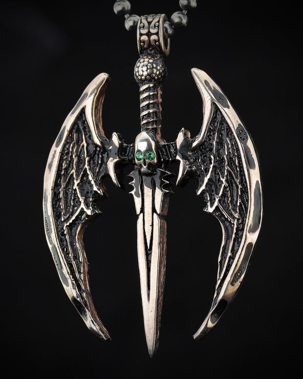 Winged Sword And Skull Necklace
