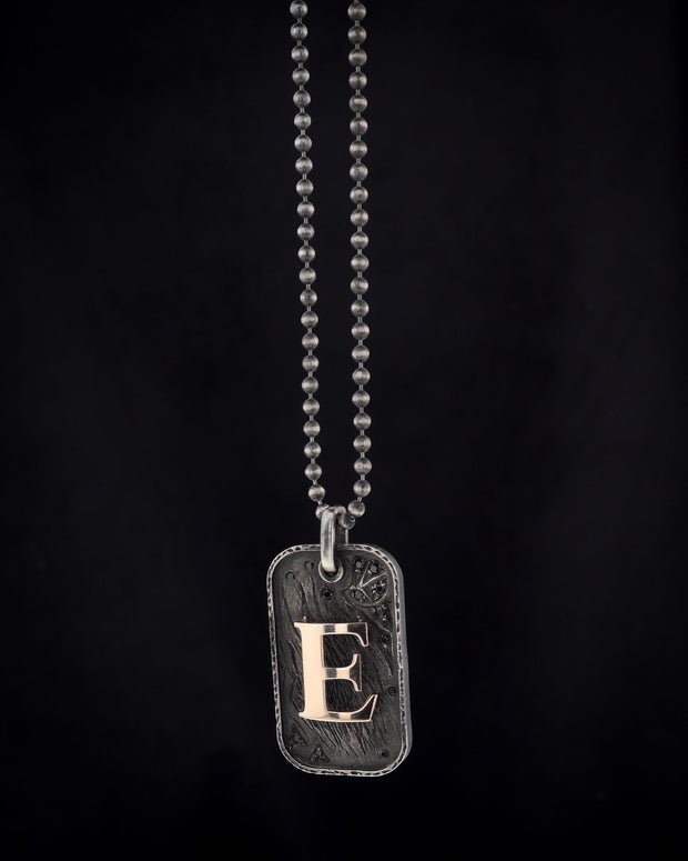 Men's Dog Tag Initial Necklace with Diamonds