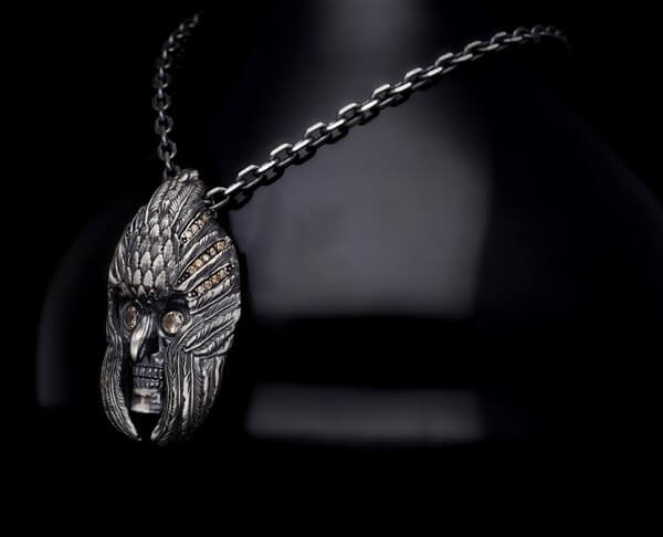 Men’s Sterling Silver Gothic Skull Pendant