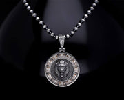 Men’s Sterling Silver Champagne Baget Stone Lion Necklace