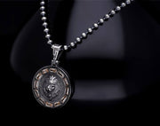 Men’s Sterling Silver Champagne Baget Stone Lion Necklace