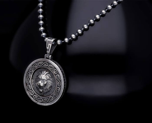 Men’s Sterling Silver Oxidized Lion Necklace