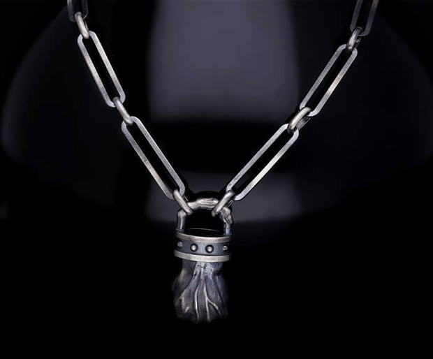 Men’s Sterling Silver Fist Detail Necklace