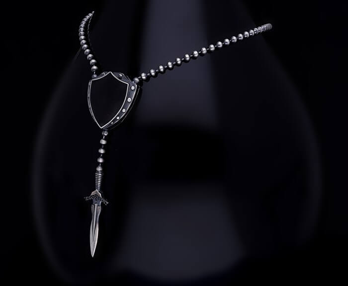 Men’s Sterling Silver Sword & Shield Necklace