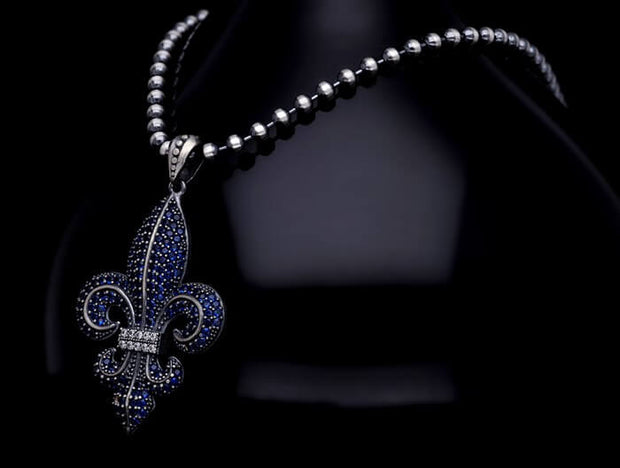 Men’s Sterling Silver Fleur De Lys Necklace