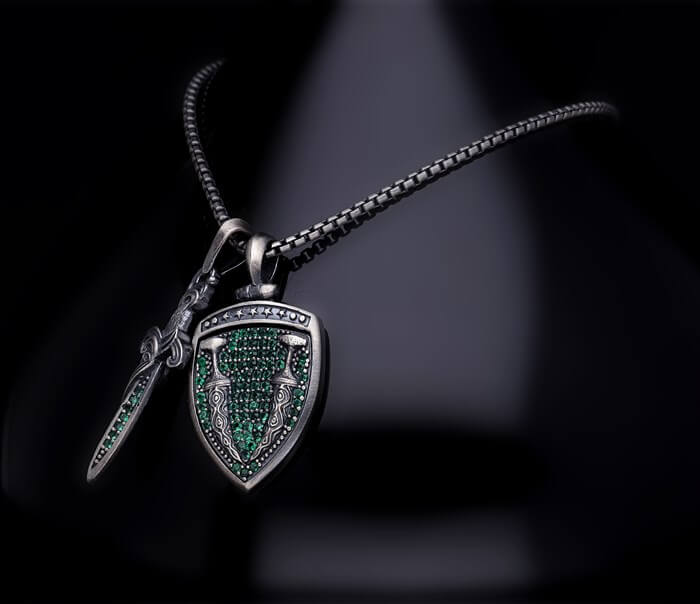 Men’s Sterling Silver Sword & Shield Pendant