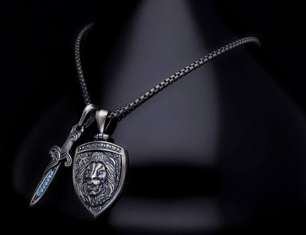 Men’s Sterling Silver Sword & Shield Pendant