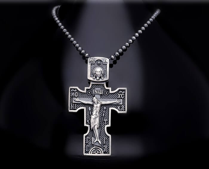 Men’s Sterling Silver Jesus Christ Crucifixtion Cross Necklace