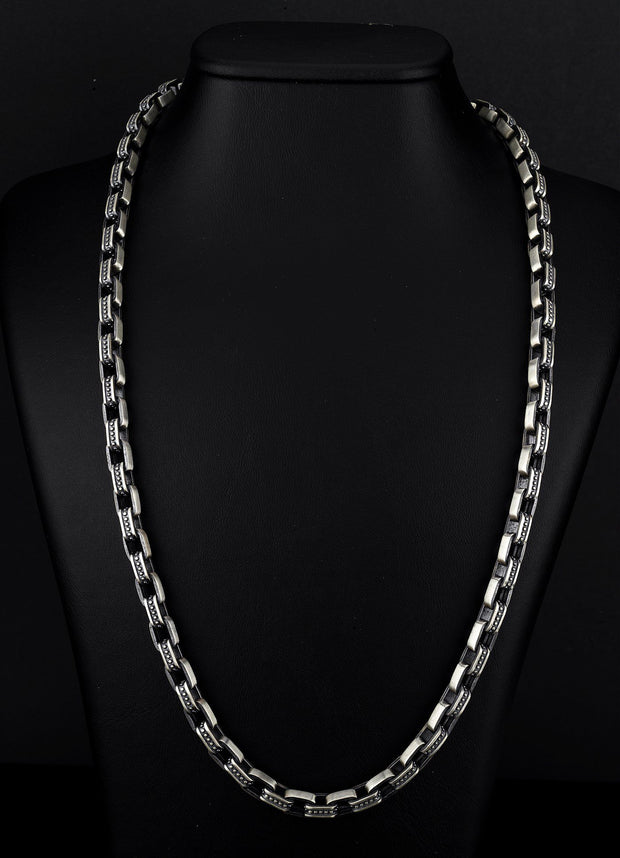 Men’s Sterling Silver Embroidered Forse Chain