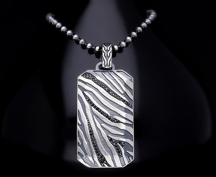 Men’s Sterling Silver Zebra Locket Necklace