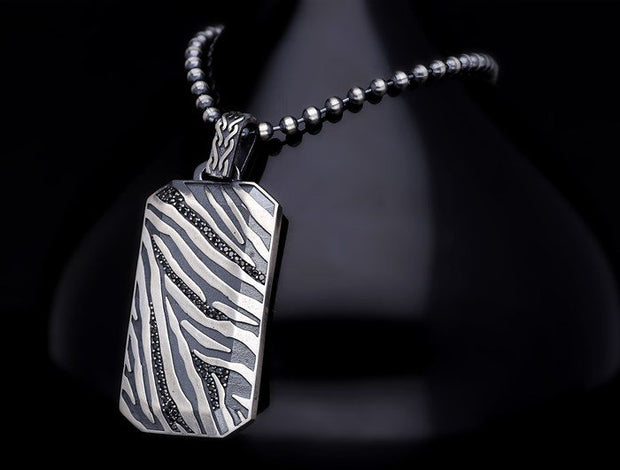 Men’s Sterling Silver Zebra Locket Necklace