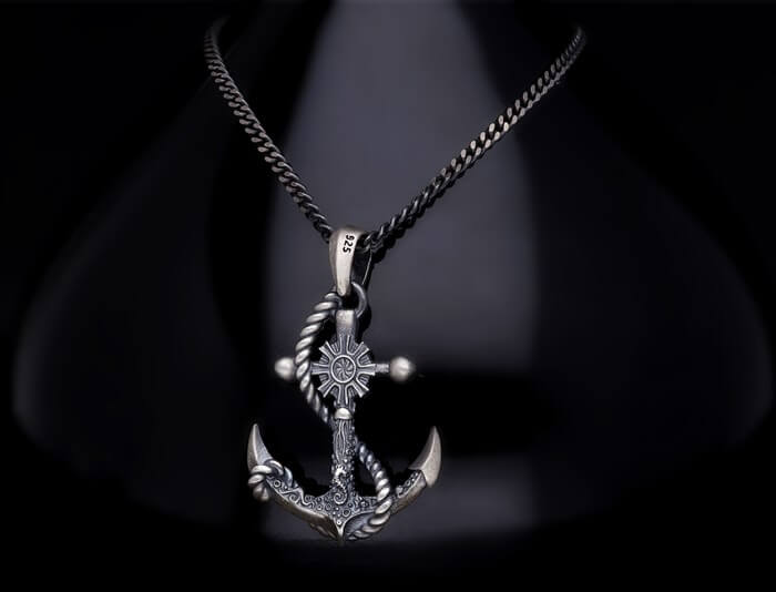 Men’s Sterling Silver Anchor Necklace