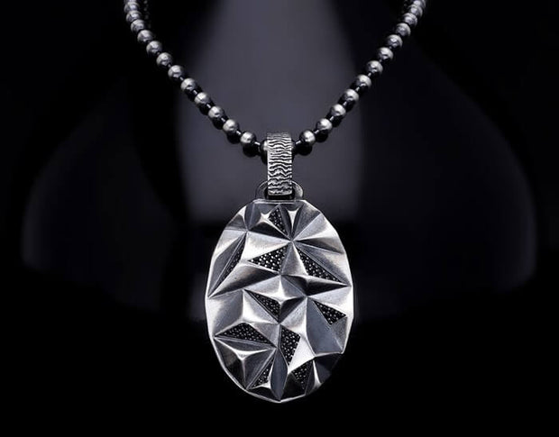 Men’s Sterling Silver Crystal Rock Necklace