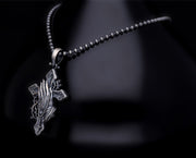Men’s Sterling Silver Praying Hand Crown Necklace