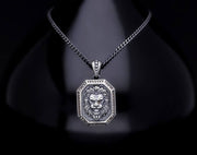 Men’s Sterling Silver Lion Medallion Necklace