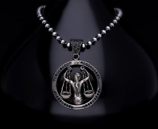 Men’s Sterling Silver Libra Zodiac Necklace