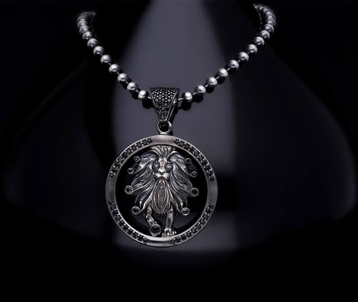 Men’s Sterling Silver Lion Zodiac Necklace