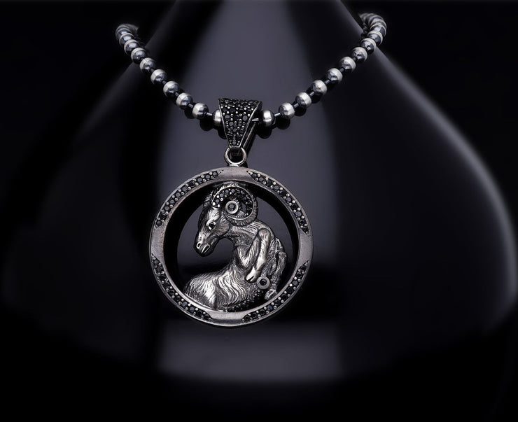 Men’s Sterling Silver Aries Zodiac Necklace