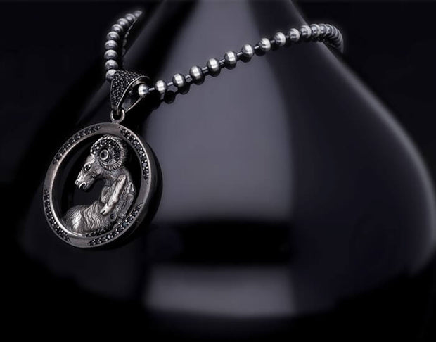 Men’s Sterling Silver Aries Zodiac Necklace