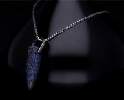 Men’s Sterling Silver Dark Blue Stone Bullet Necklace