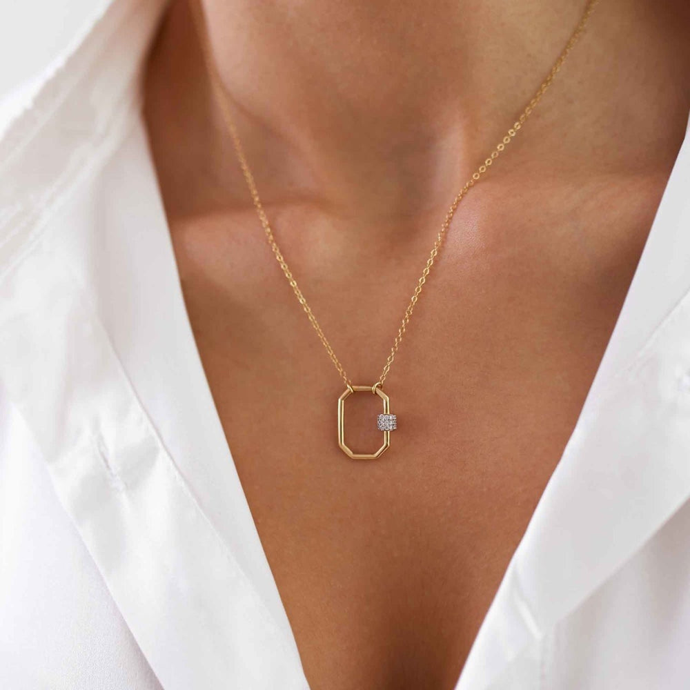 gold necklace, 14k gold necklace, necklace, 14k Gold Lock Necklace