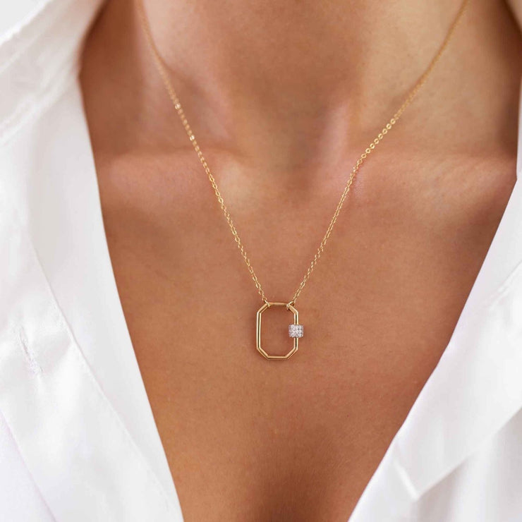 gold necklace, 14k gold necklace, necklace, 14k Gold Lock Necklace