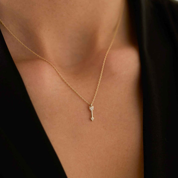 gold necklace, 14k gold necklace, necklace, 14k Gold Mini Arrow Necklace