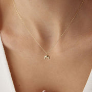 gold necklace, 14k gold necklace, necklace, 14k Gold Croissant Necklace