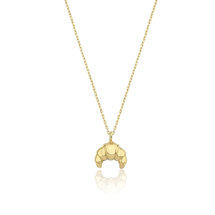 gold necklace, 14k gold necklace, necklace, 14k Gold Croissant Necklace