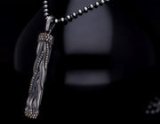 Men’s Sterling Silver Knitted Champagne Stone Necklace