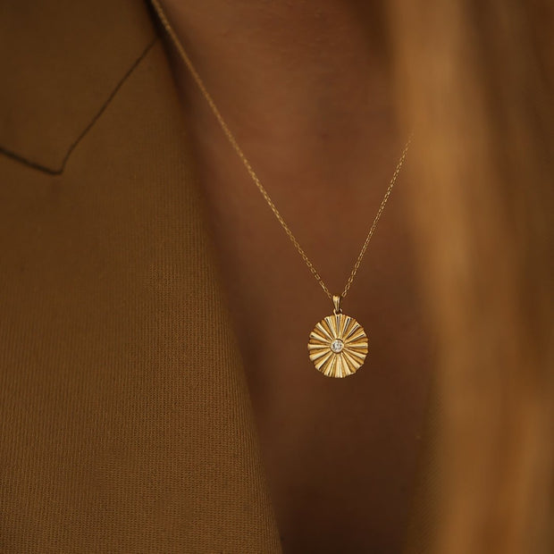 gold necklace, 14k gold necklace, necklace, 14k Gold Big Eye Coin Necklace