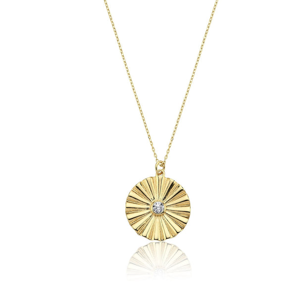 gold necklace, 14k gold necklace, necklace, 14k Gold Big Eye Coin Necklace