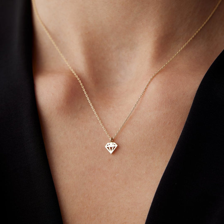 gold necklace, 14k gold necklace, necklace, 14k Gold Diamond Necklace