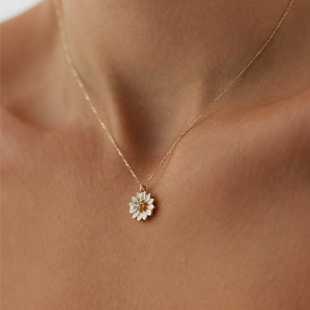 gold necklace, 14k gold necklace, necklace, 14k Gold Daisy Necklace